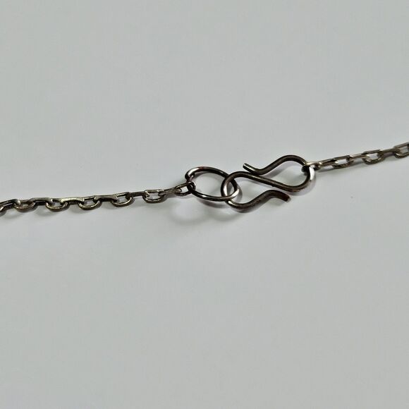 **Final Sale** Silver Tone Red Heart Shaped Glass Dangling Beaded Necklace 14" - Picture 12 of 14